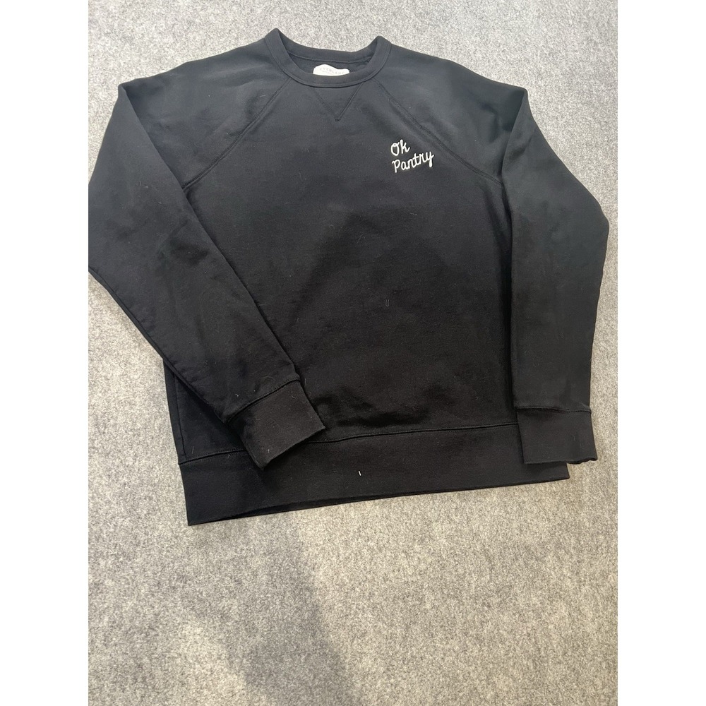 Everlane Ok Pantry Sweatshirt Mens Small Black Graphic Pullover Cotton Raglan